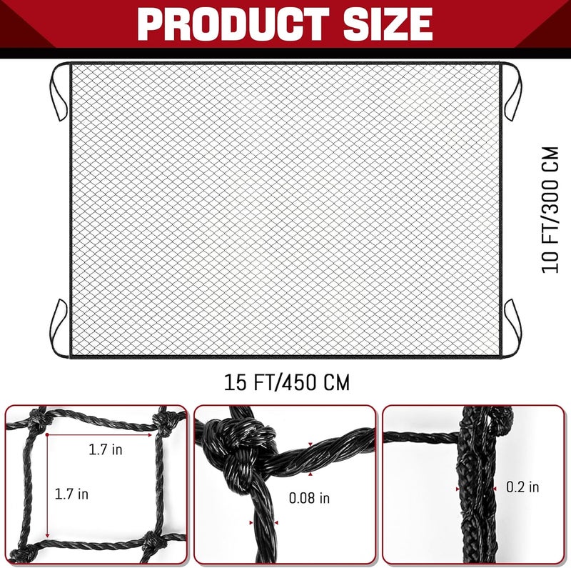 Tottist Baseball & Softball Practice Nets Backstop Barrier - Sizes 10x20 FT, 10x15 FT, 10x10 FT - Heavy Duty Nylon Training Net for Batting Cage, Backyard - 33FT Rope & Safety Key Chains - Image 2